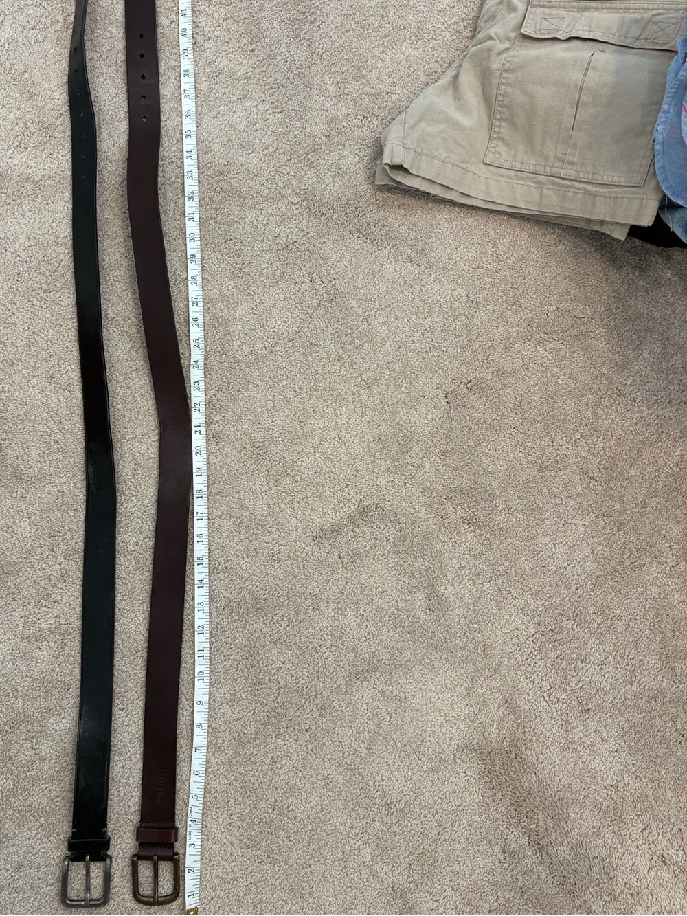 Two Leather Belts - Black and Dark Brown